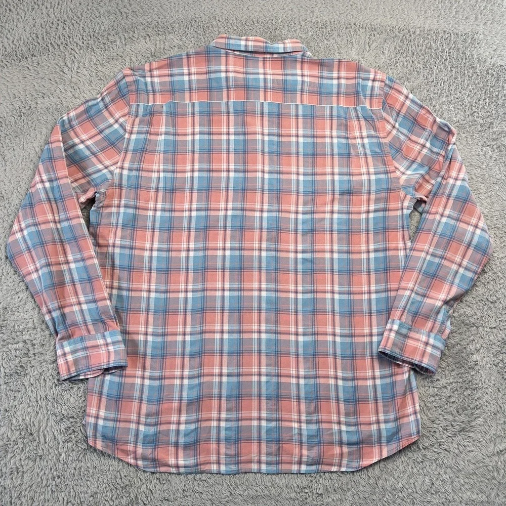 Faherty Shirt Men 2XL Pink Blue Plaid Button-Up Long Sleeve Elevated Casual Soft